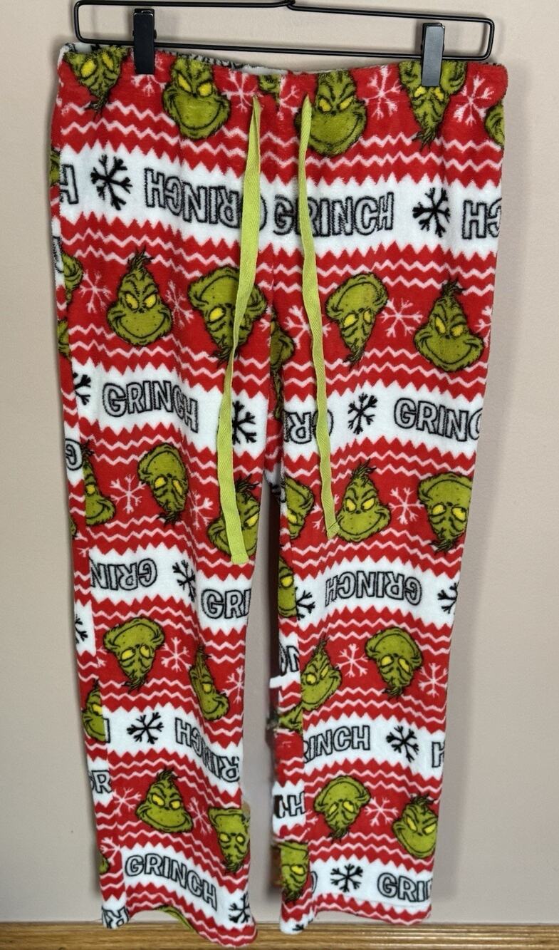 Dr. Seuss Grinch Red Christmas Pajama Bottoms Large Plush